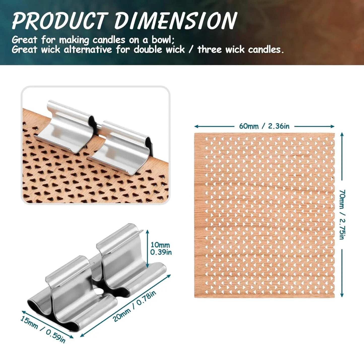 Large Wood Candle Wicks with Iron Stands, 6-Pack, 2.7x2.4" Grid Design | StriveRiseFit