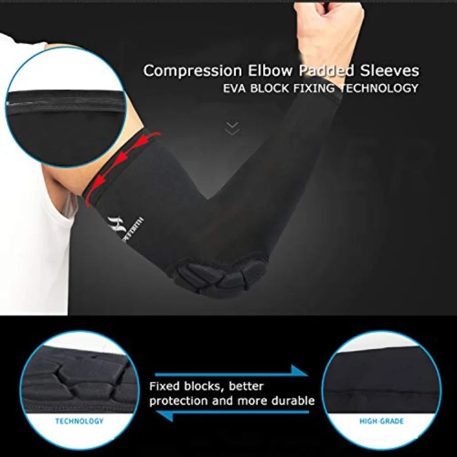2-Pack Padded Elbow Sleeves Compression Arm Support for Sports & Protection | StriveRiseFit