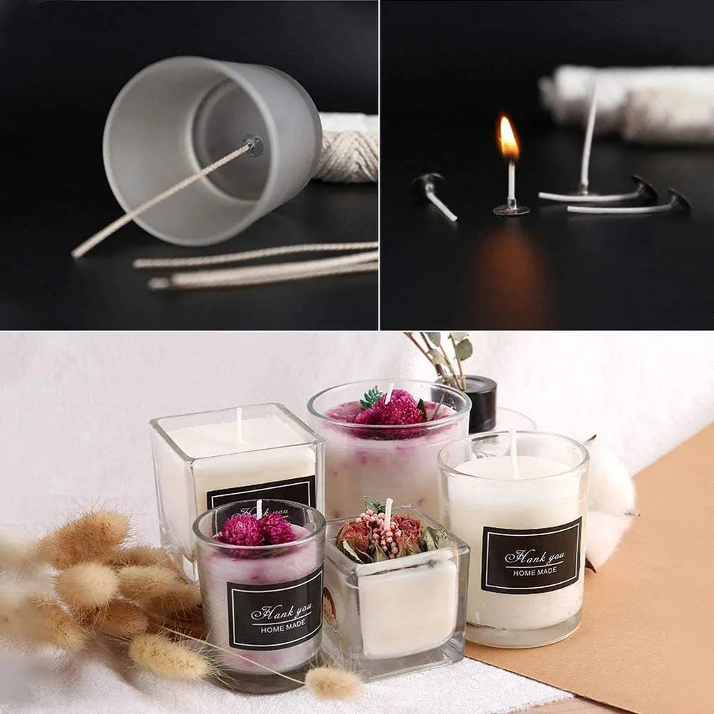 61m (200 ft) Natural Cotton Candle Wick Roll, 24-Strand Smokeless | StriveRiseFit