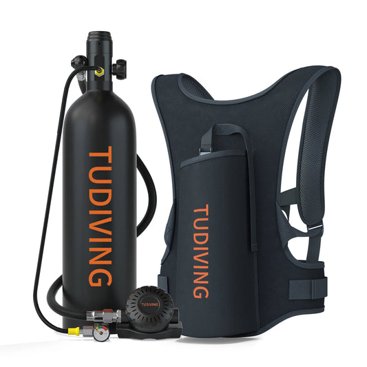 Mini Scuba Diving Tank | 2L Portable Dive Cylinder with Pressure Gauge & Backpack Harness