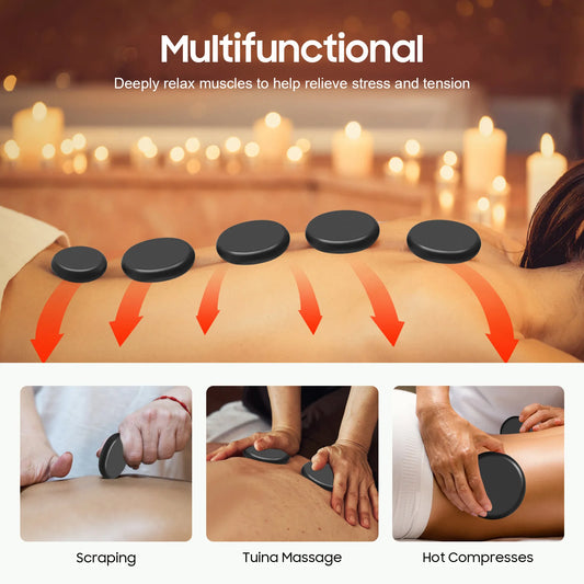 20 PIECES ~ Portable Basalt Massage Stones With  Heater Box ~ Heat Rocks ~ Stone Massage Therapy with Heating Box