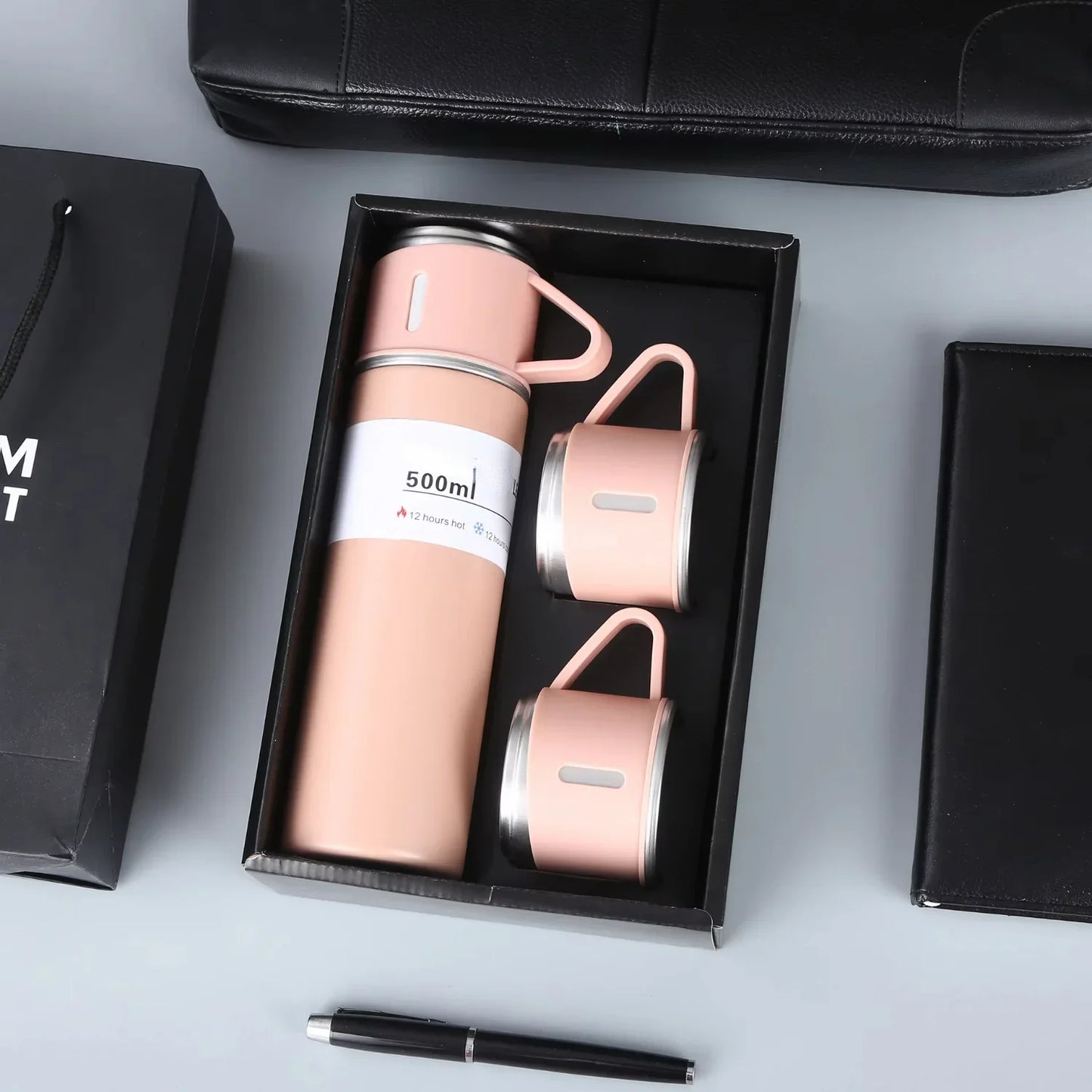 3-Piece Stainless Steel Thermos Gift Set - Vacuum Flask Water Bottles