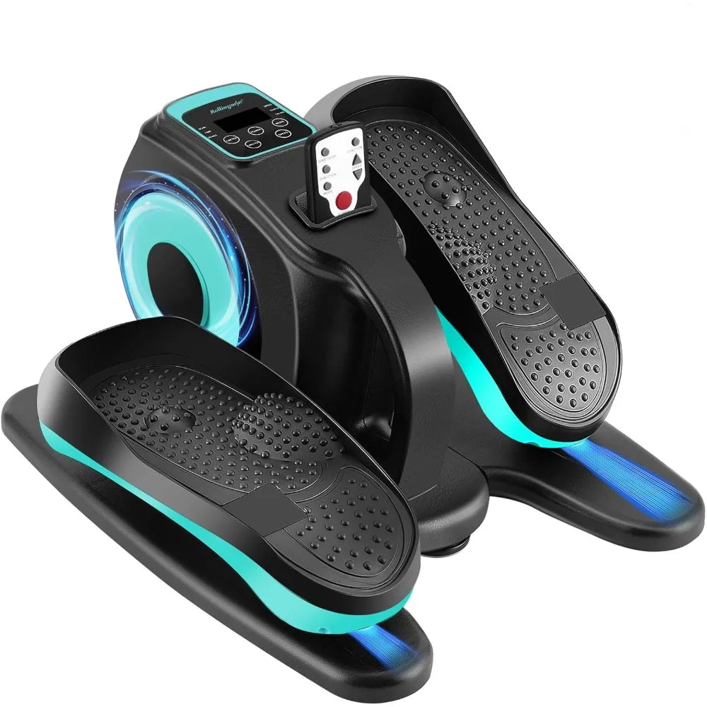 Under table elliptical machine, electric leg exerciser, portable with remote control and non-slip pedals for teens and adults