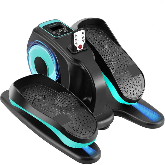 Under table elliptical machine, electric leg exerciser, portable with remote control and non-slip pedals for teens and adults