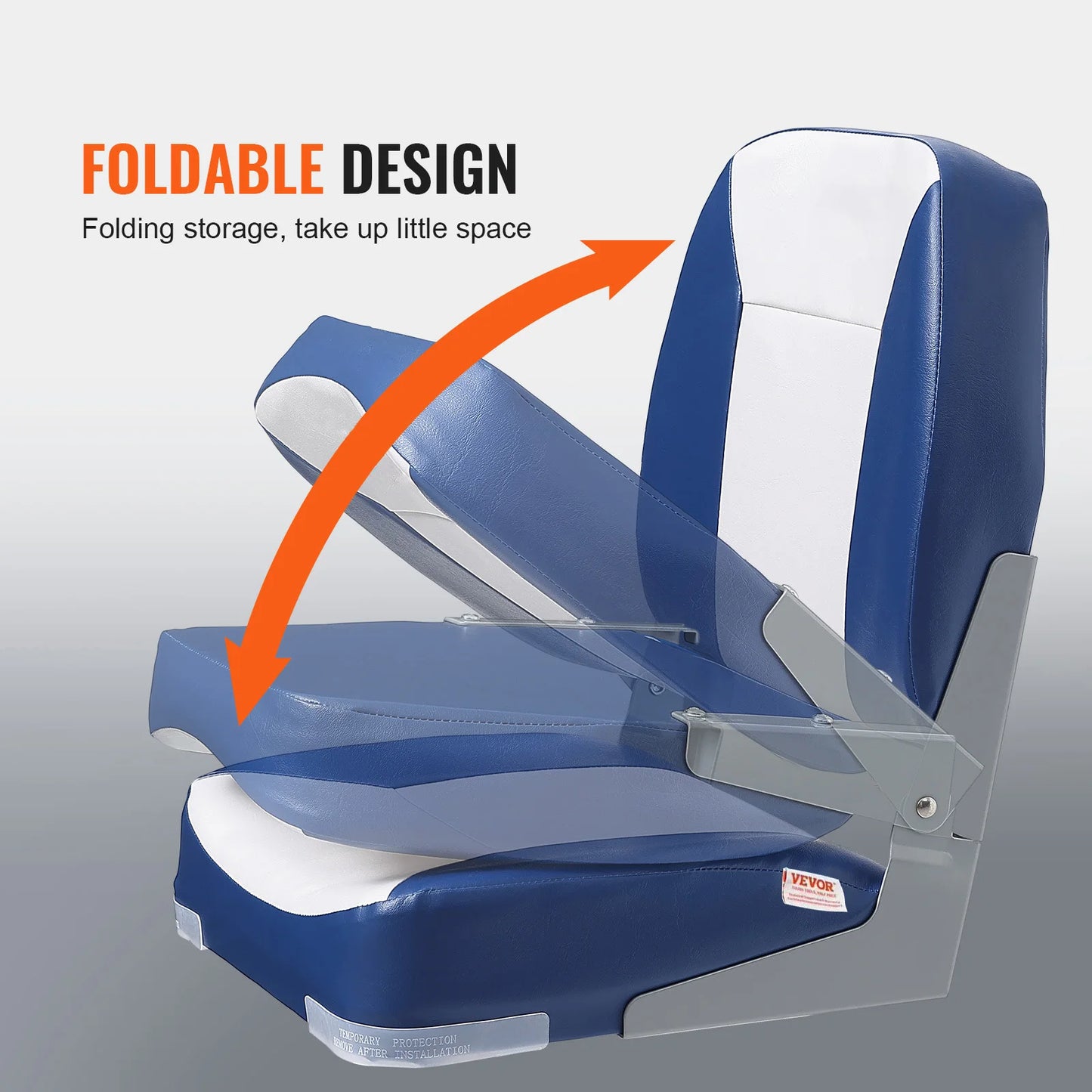 Low Back Folding Boat Seat | 18.9", Ergonomic PVC Cushion, Rust-Proof Hinge | StriveRiseFit