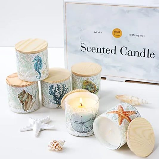 Scented Soy Wax Jar Candles Gift Set of 6 with Lids | StriveRiseFit