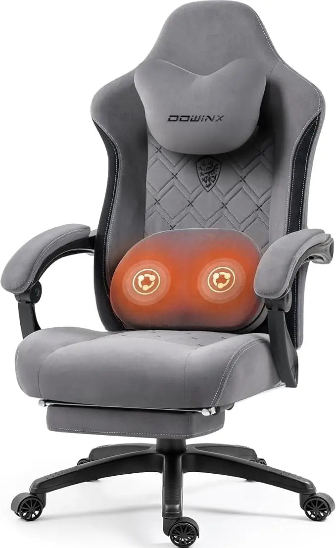 Dowinx Fabric Gaming Chair with Heated Massage - Big & Tall Gamer Chair