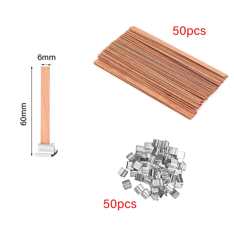 Wooden Candle Wicks with Metal Clip Base, 30 & 50-Pack | StriveRiseFit