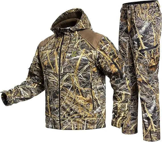 Quiet Hunting Suit - Camouflage Softshell Hoodie Jacket & Pants for Men | StriveRiseFit