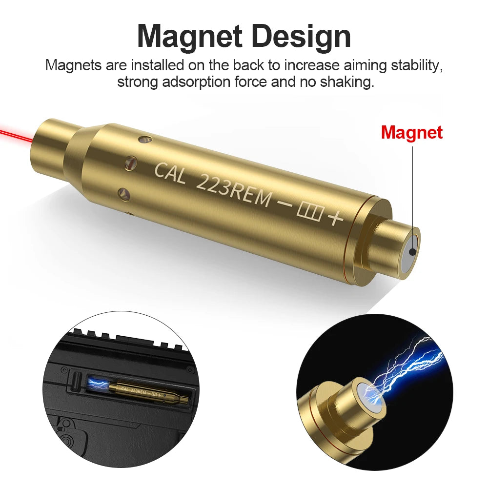 Cal.223 REM Red Laser Bore Sighter with Magnets - Hunting & Shooting Calibrator