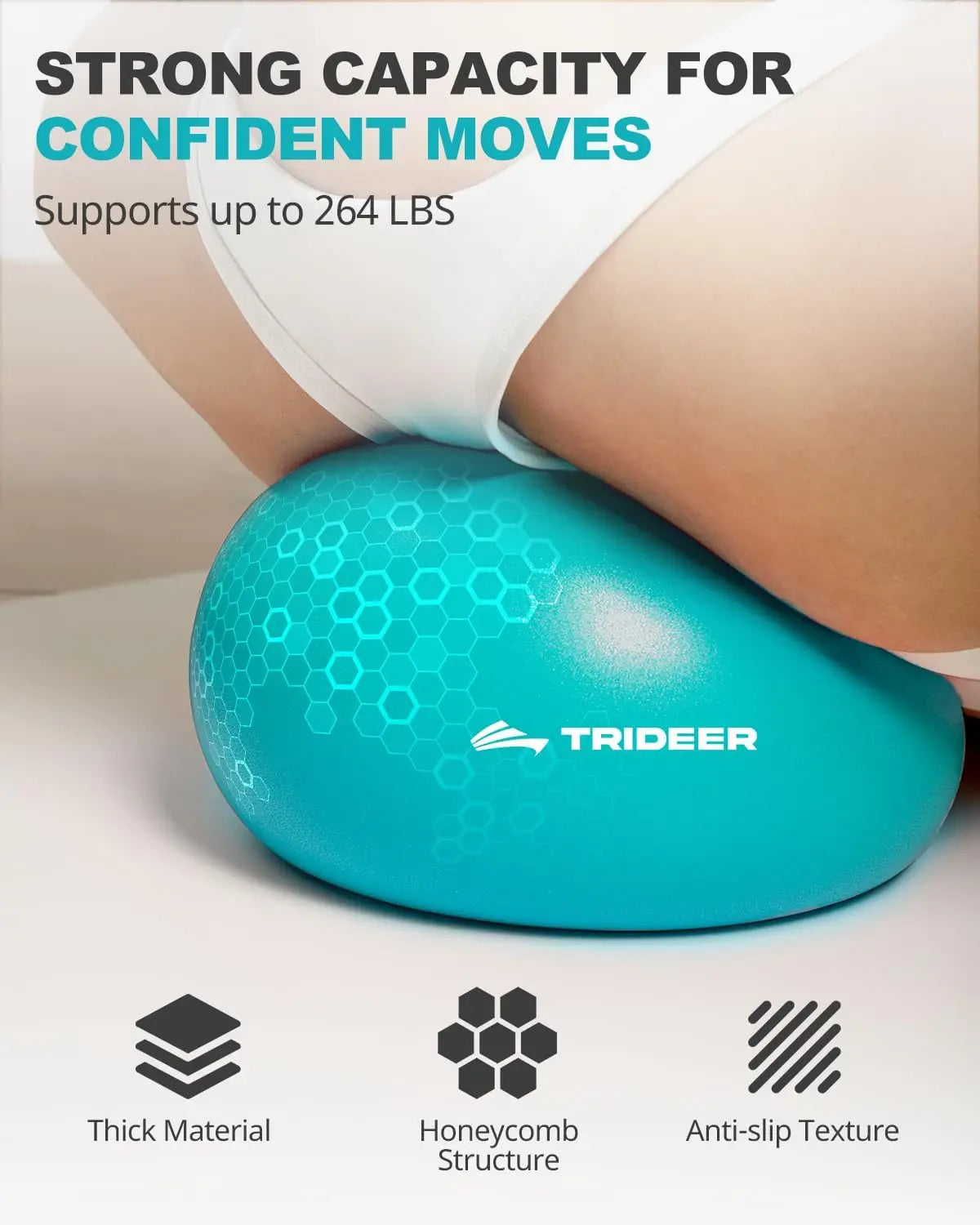 Anti-Burst Exercise Ball for Yoga, Pilates & Core Training, Quick Pump Included | StriveRiseFit