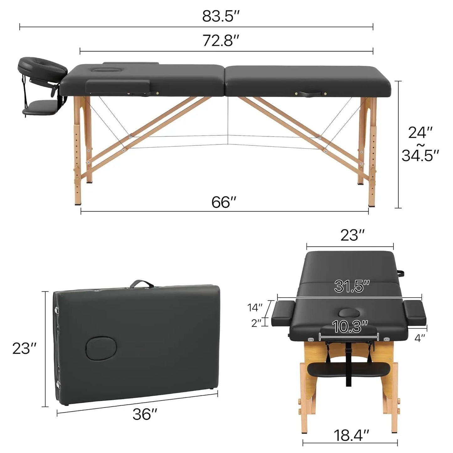 Portable Foldable Massage Table with Face Cradle — 2 & 3 Fold Options | StriveRiseFit