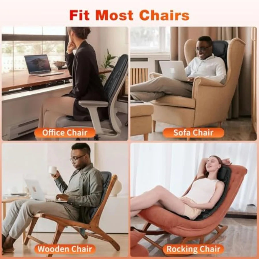 Vibration Back Massager for Chair with Heat | 8 Vibration Nodes, Seat Cushion Pad for Seniors & Office