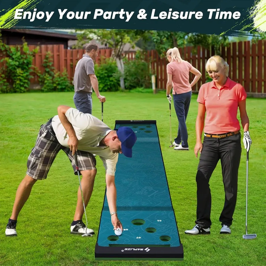 Golf Putting Mat, Adjustable Slope, Indoor & Outdoor Practice with Pong Game Mode | StriveRiseFit