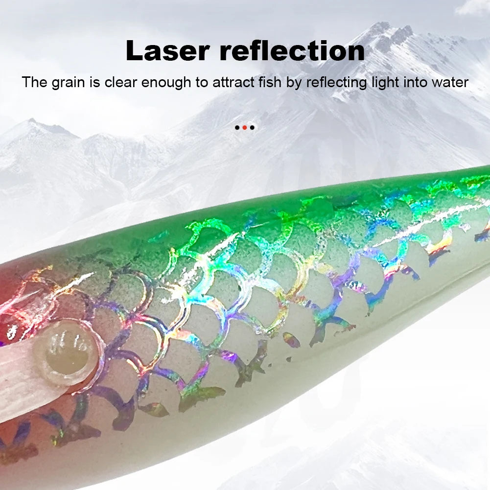 Luminous Squid Hook Lure - Glow-in-Dark, 3D Eyes, Double Hook for Night Squid & Cuttlefish Fishing
