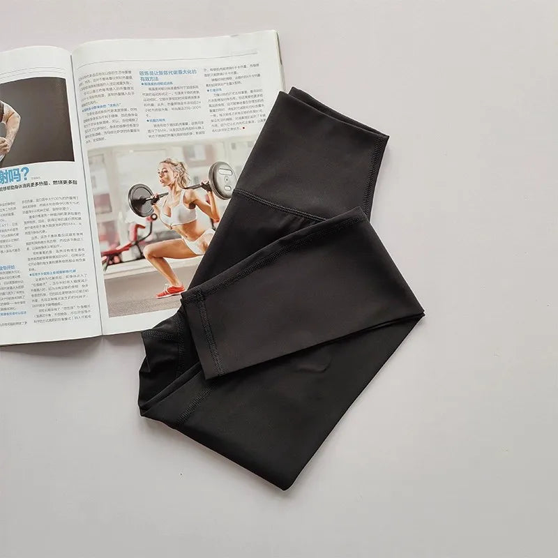 Women's High-Waist Yoga Exercise Pants Tight Fitting High Elasticity Gauntlet Line Nude Feeling Hip Lifting Gym Trousers