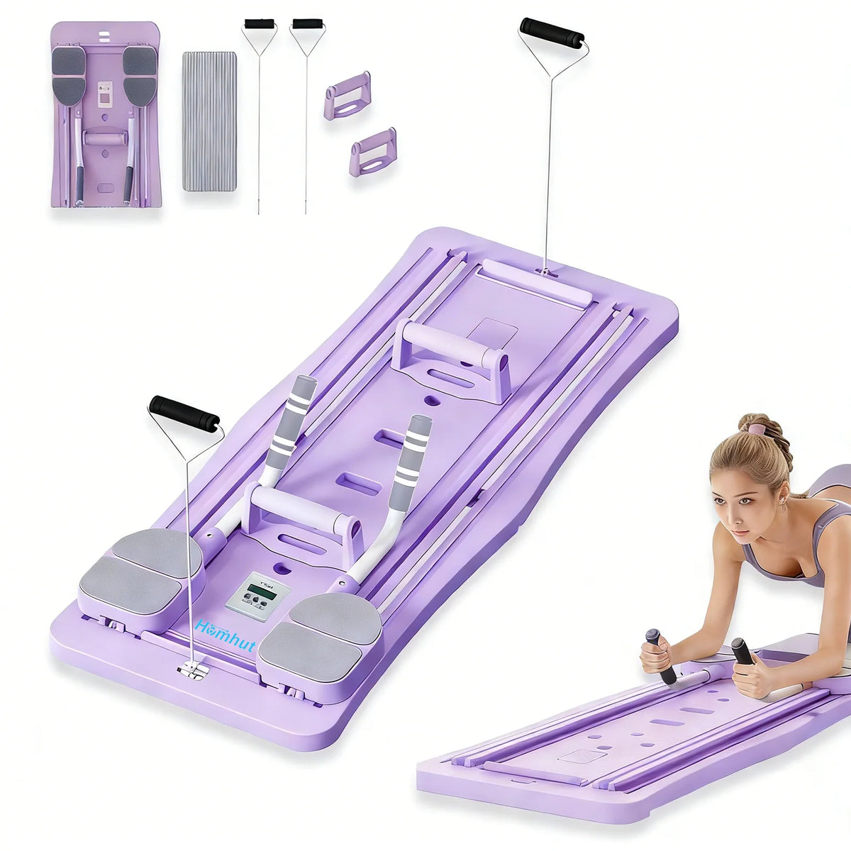 4-in-1 Foldable Pilates Sliding Board Core Trainer with Resistance Bands & Timer | StriveRiseFit