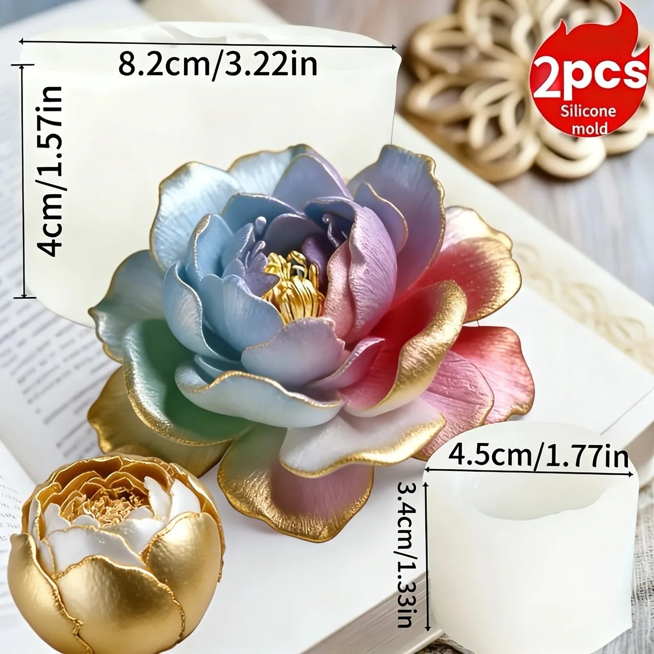 3D Rose Silicone Mold for Candles, Soap, Resin & Clay | StriveRiseFit