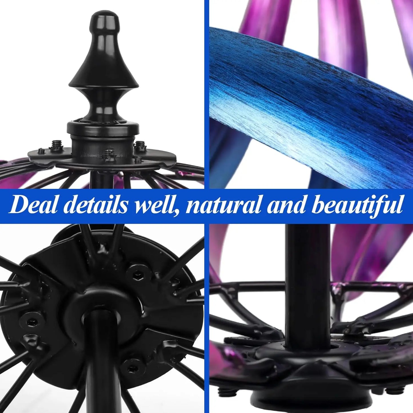 Kinetic Garden Wind Spinner | Double-Layer Metal | Blue & Purple Gradient | 24" | StriveRiseFit