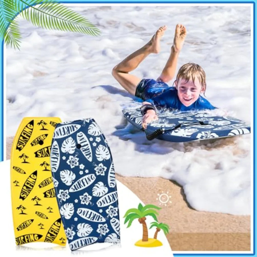 2-Pack Bodyboards with EPS Core XPE Deck HDPE Slick Bottom & Wrist Leashes for Beach | StriveRiseFit