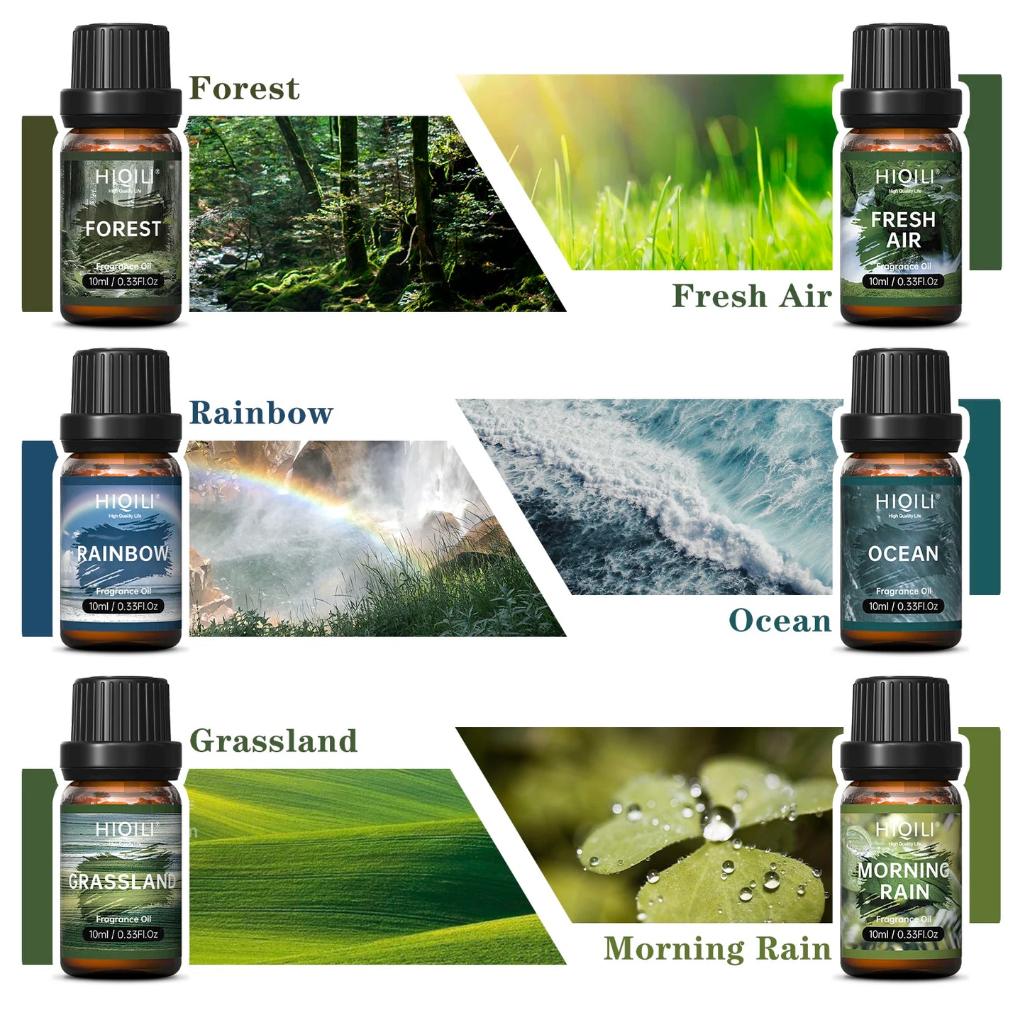 HIQILI Fragrance Oils Set-Nature Theme | TOP 6 Gift Set Use For Aromatherapy, Diffuser, Humidifier, Candles | Car, Home ,Hotel