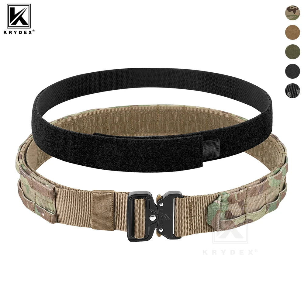 KRYDEX Tactical Rigger MOLLE Belt 1.75" - Heavy Duty Inner & Outer Combat Belt with Quick Release Buckle