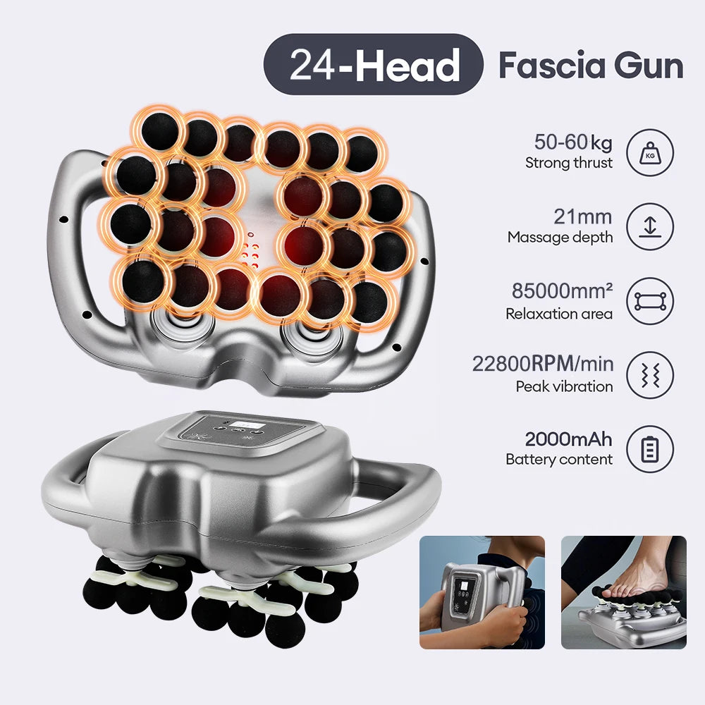 24-Head Fascia Gun | 9 Modes, Full Body Muscle Massager | StriveRiseFit