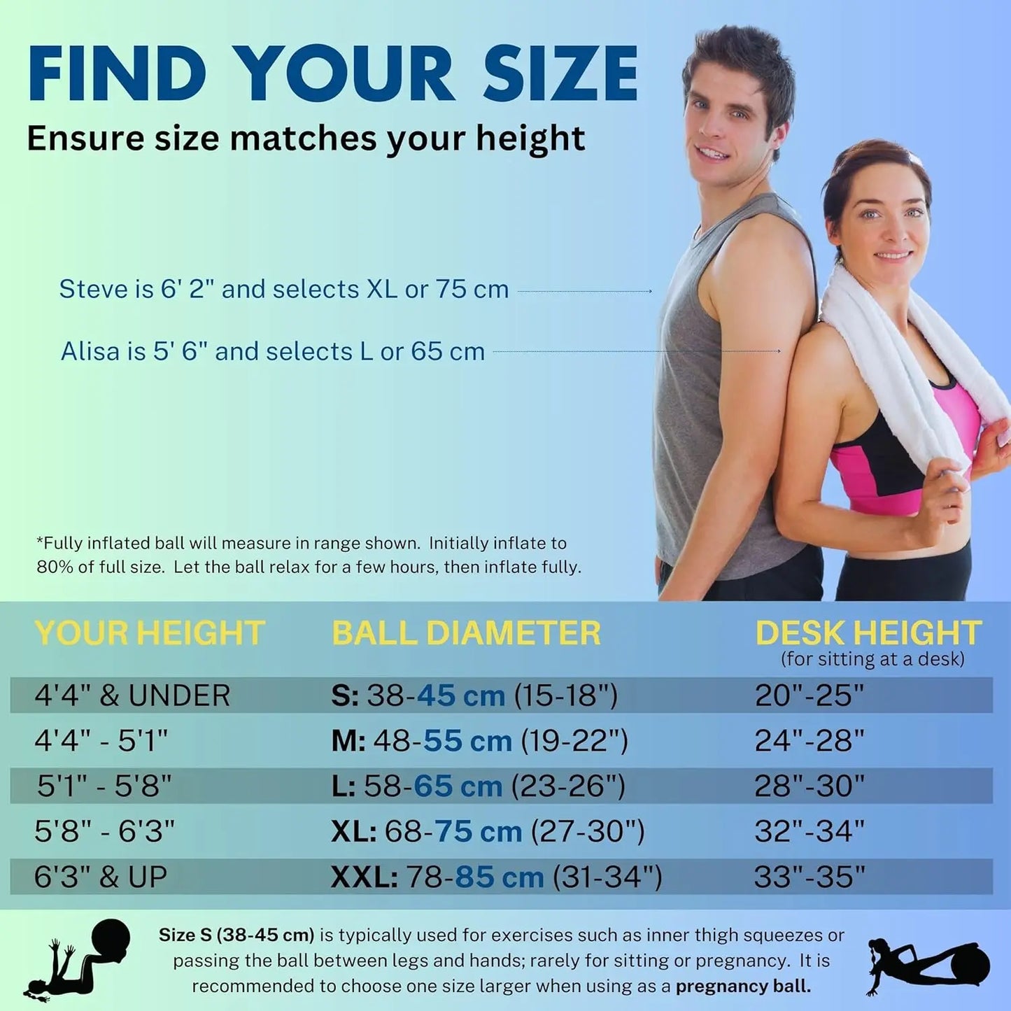 ProBody Anti-Burst Exercise Ball for Yoga, Pilates, Pregnancy & Physical Therapy, 5 Sizes 45–85cm | StriveRiseFit