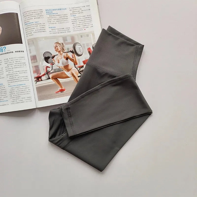 Women's High-Waist Yoga Exercise Pants Tight Fitting High Elasticity Gauntlet Line Nude Feeling Hip Lifting Gym Trousers