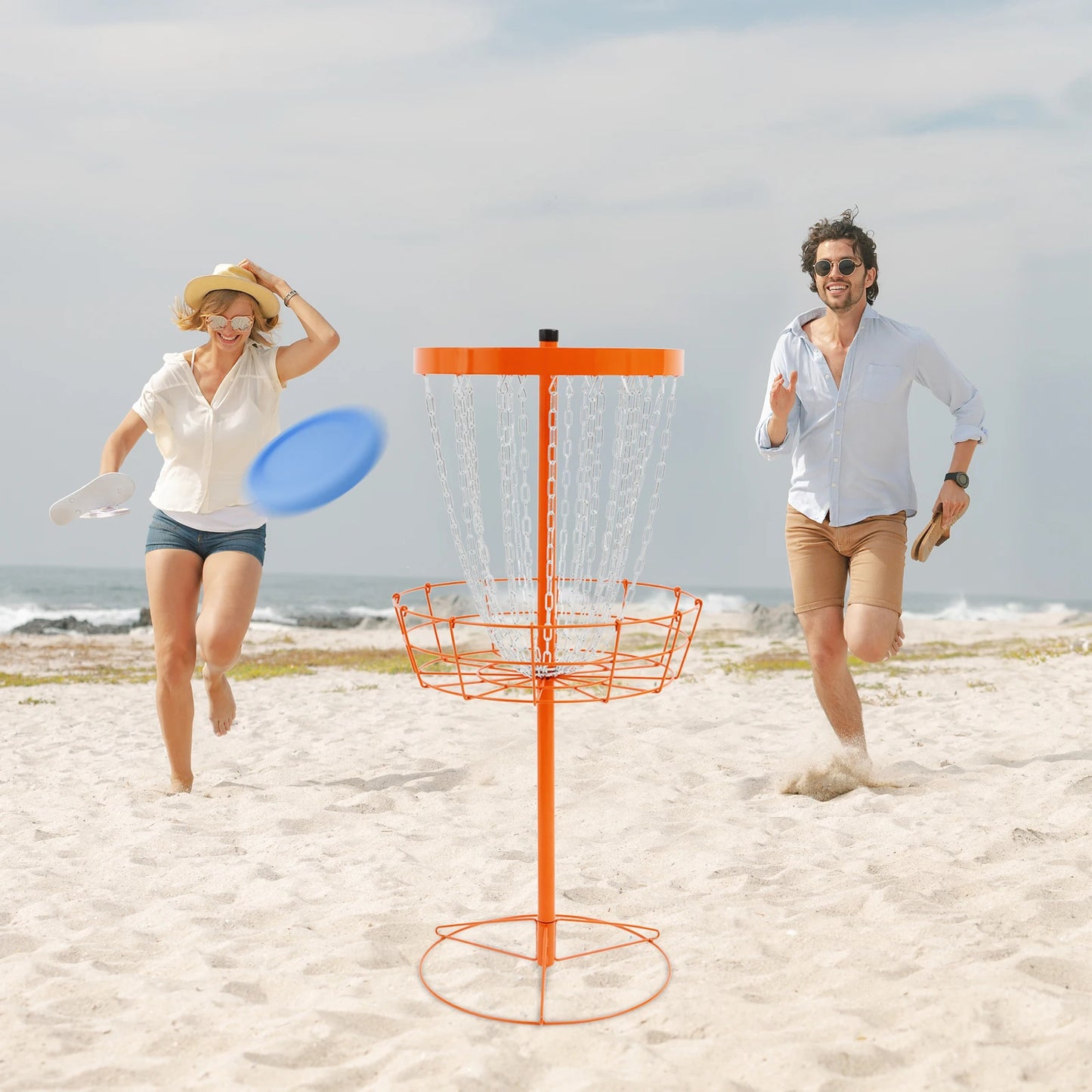 Portable Disc Golf Basket with 24 Chains, Freestanding Training Target | StriveRiseFit