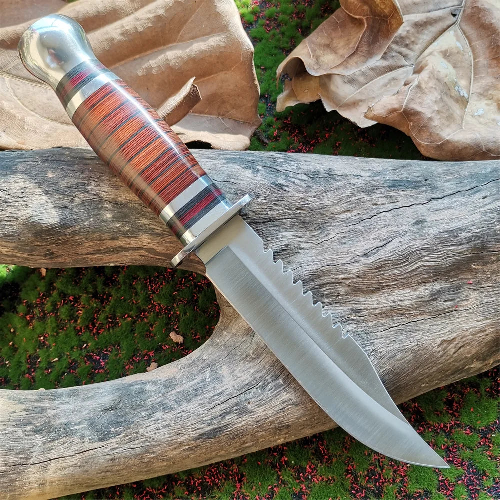 Doom Blade 8CR15Mov Steel Hunting Knife with Wood Handle & Oxford Cloth Cover