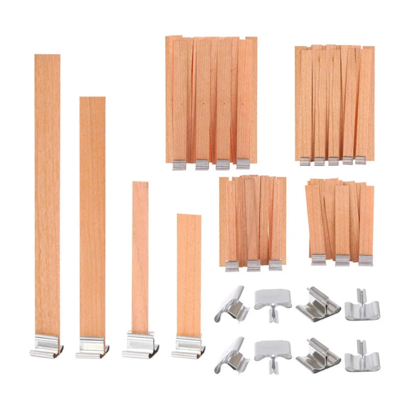 Wooden Candle Wicks with Metal Clip Base, 30 & 50-Pack | StriveRiseFit