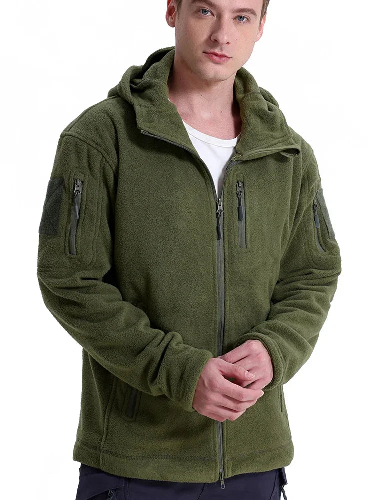 Men's Hunting Fleece Jacket - Tactical Winter Warm Full Zip Military Hoodie