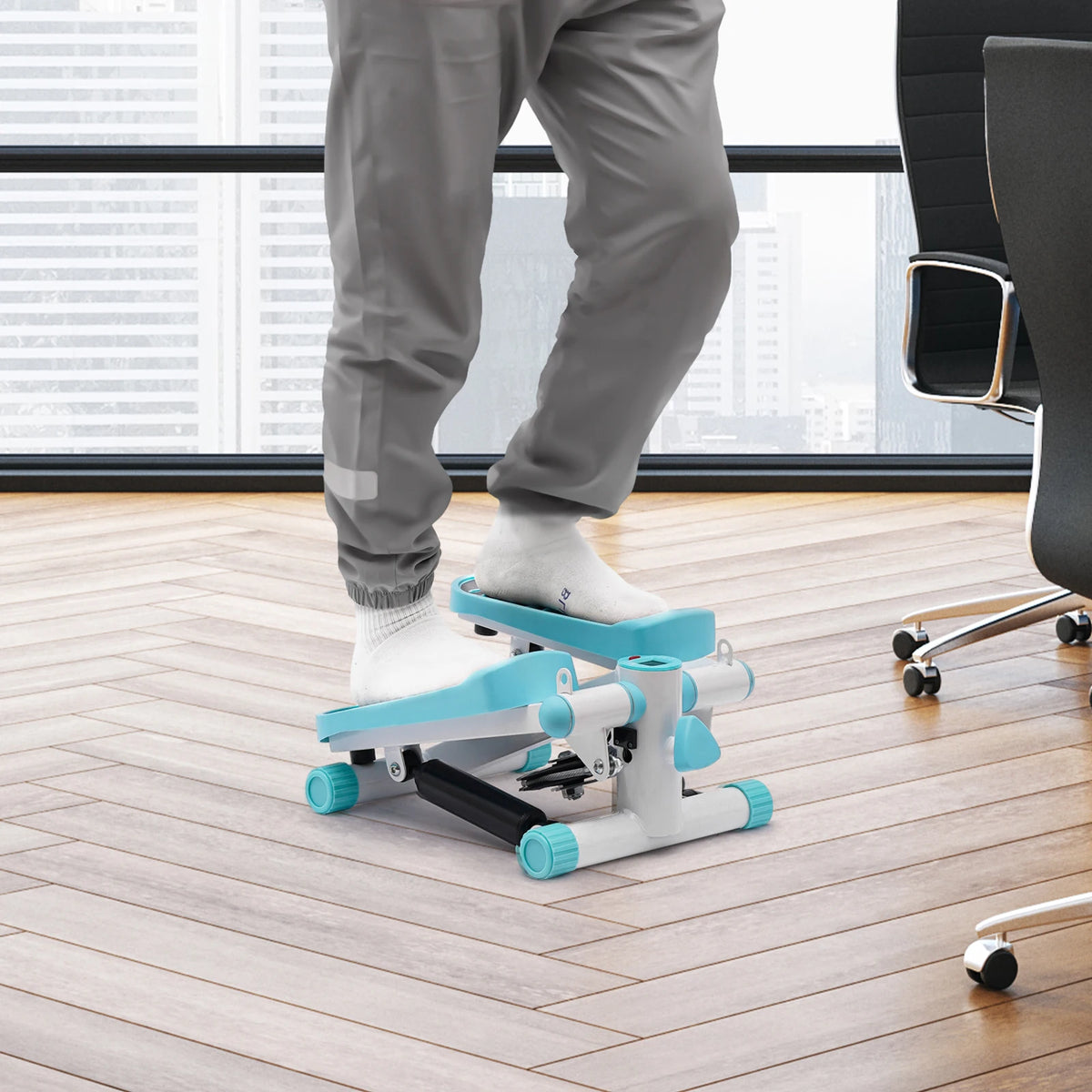 Mini Hydraulic Stepper with Resistance Bands LED Monitor 330 lb Capacity | StriveRiseFit