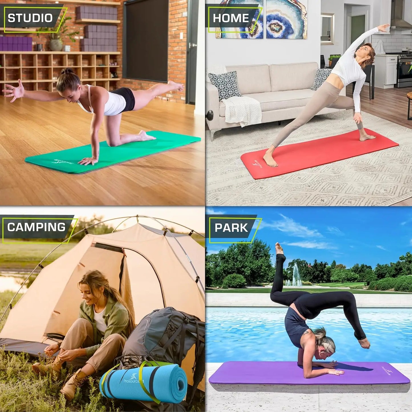 Extra Thick Yoga Mat 1/2" (13mm) NBR Foam, Non-Slip, Water-Resistant, 71x24" with Carrying Strap | StriveRiseFit