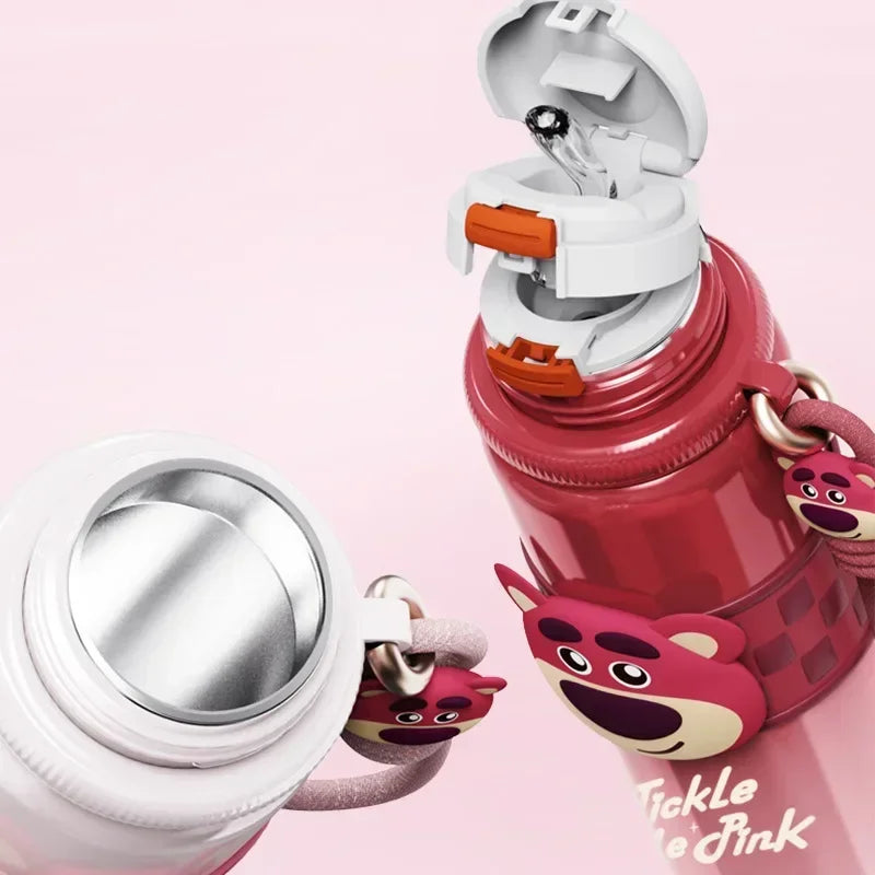 Disney Story Strawberry Bear 600ML Vacuum Flask - Double Lid Thermos Cup