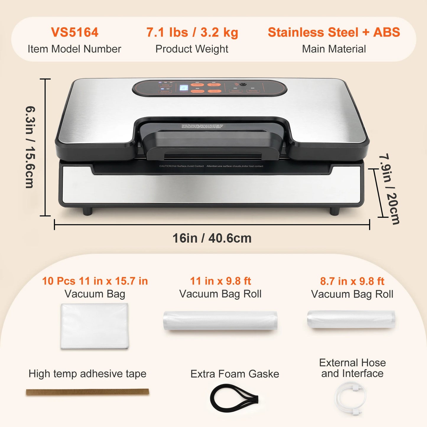 Vacuum Sealer Machine | 90kPa Dual Pump, 130W, Dry & Moist Modes + Bags Included