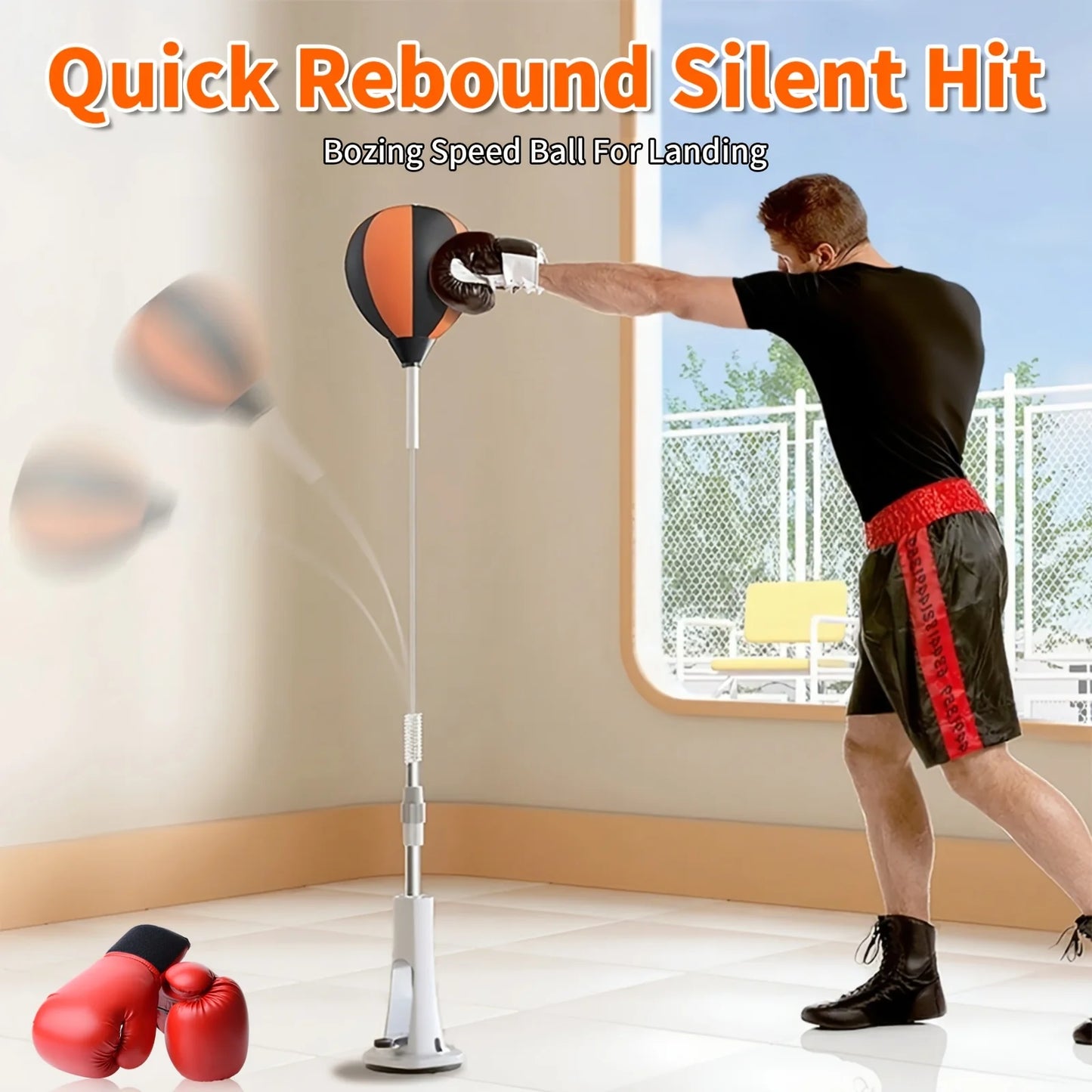 COBASPORT Indoor Reaction Punching Ball | Adjustable Speed & Height, Suction Cup, Adults & Youth