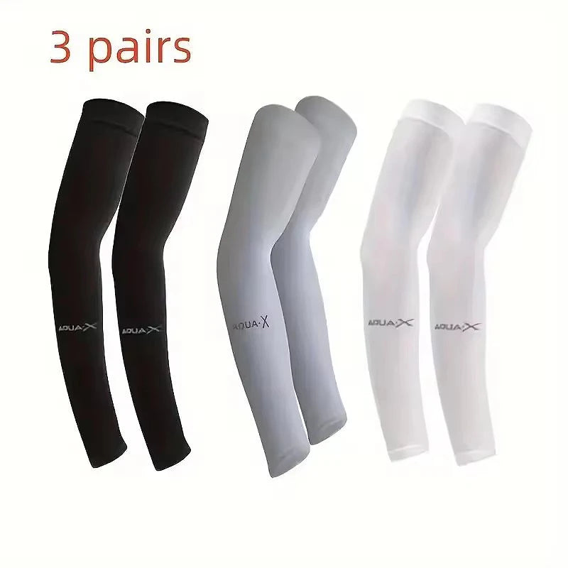 Ice Silk UV Sun Protection Arm Sleeves 3-Pack, Unisex for Cycling, Running & Outdoor | StriveRiseFit