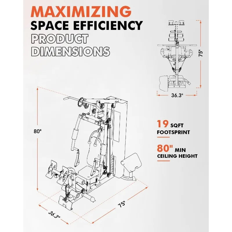 Home Gym Workout Station with 150LBS Weight Stack, Multifunctional Home Gym Equipment