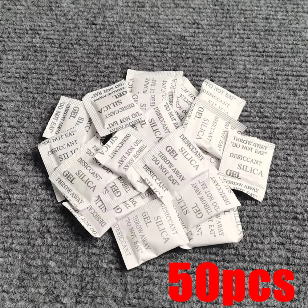 Silica Gel Desiccant Packets - Non-Toxic Moisture Absorber (50-500 Packs)