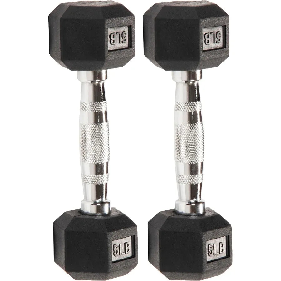 Rubber Encased Hex Dumbbell Set with Multiple Sizes for Home Gym Adjustable Weight Training Equipment with NonSlip Grip