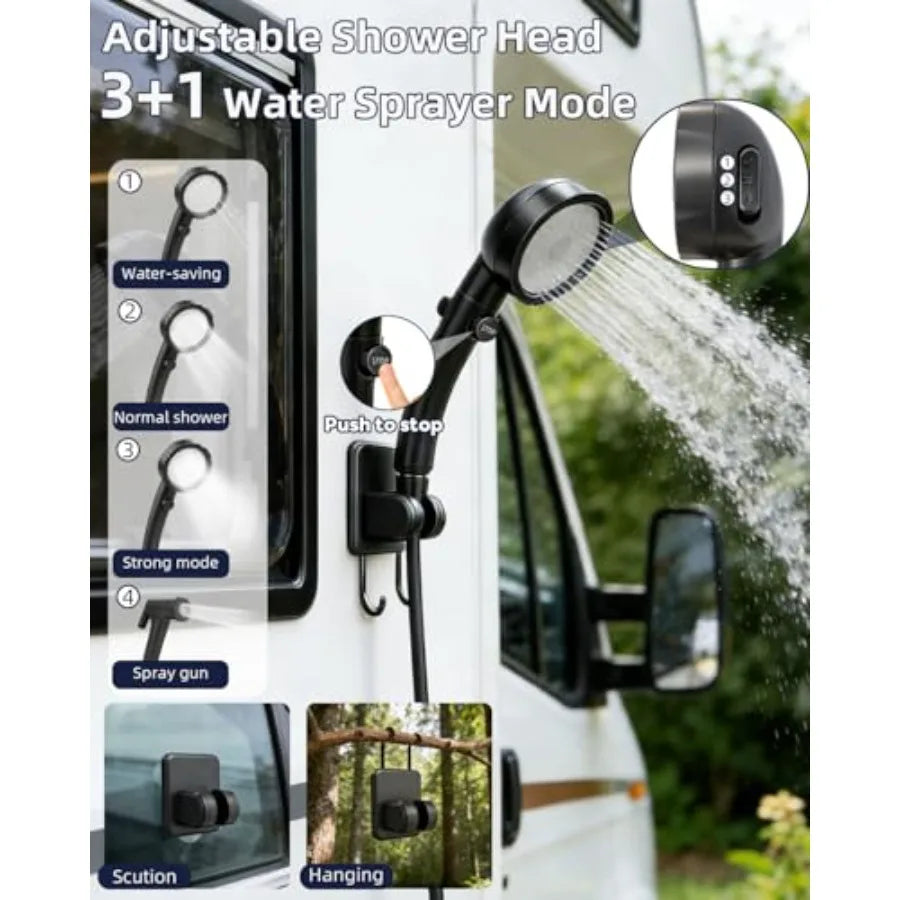 Portable Camping Shower with Heater | 6000mAh, 3 Spray Modes, LED Display | StriveRiseFit