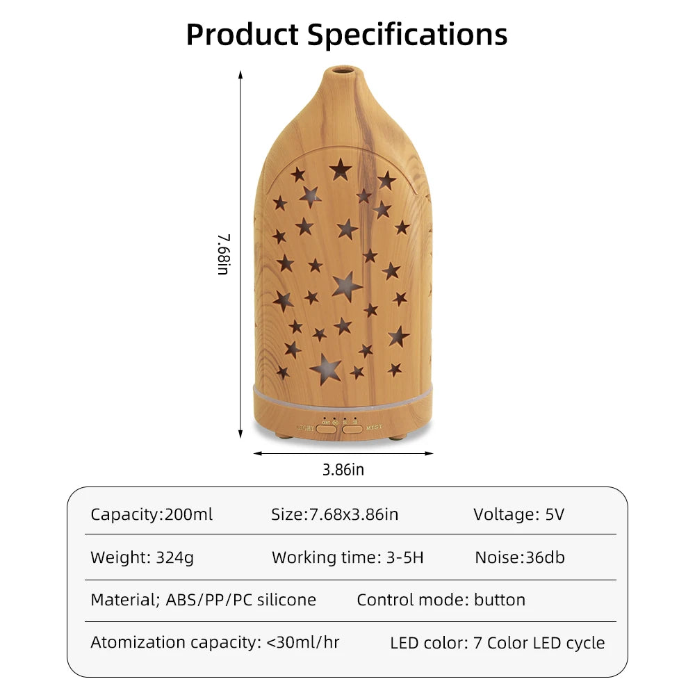 Essential Oil Diffuser with 7 Color Lights, Auto Shutoff, Quiet Ultrasonic  Ideal for Home, Office, Gifts & Spa