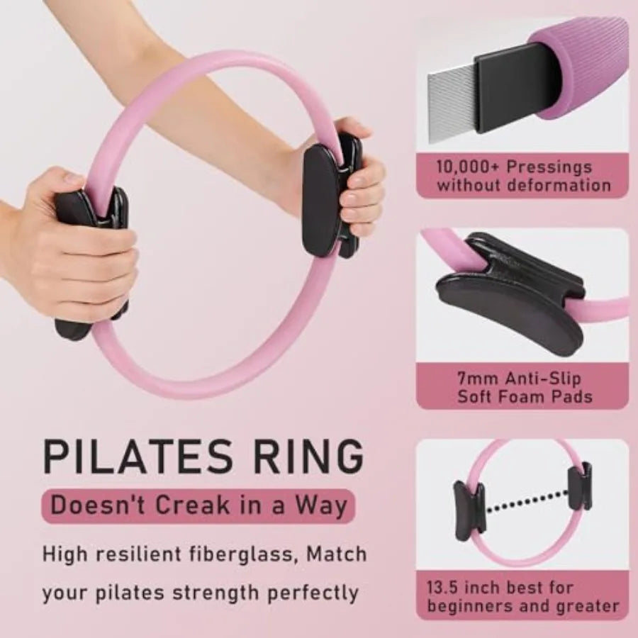Pilates Ring Kit with Ankle & Wrist Weights, Resistance Bands & Ball for Home Toning | StriveRiseFit