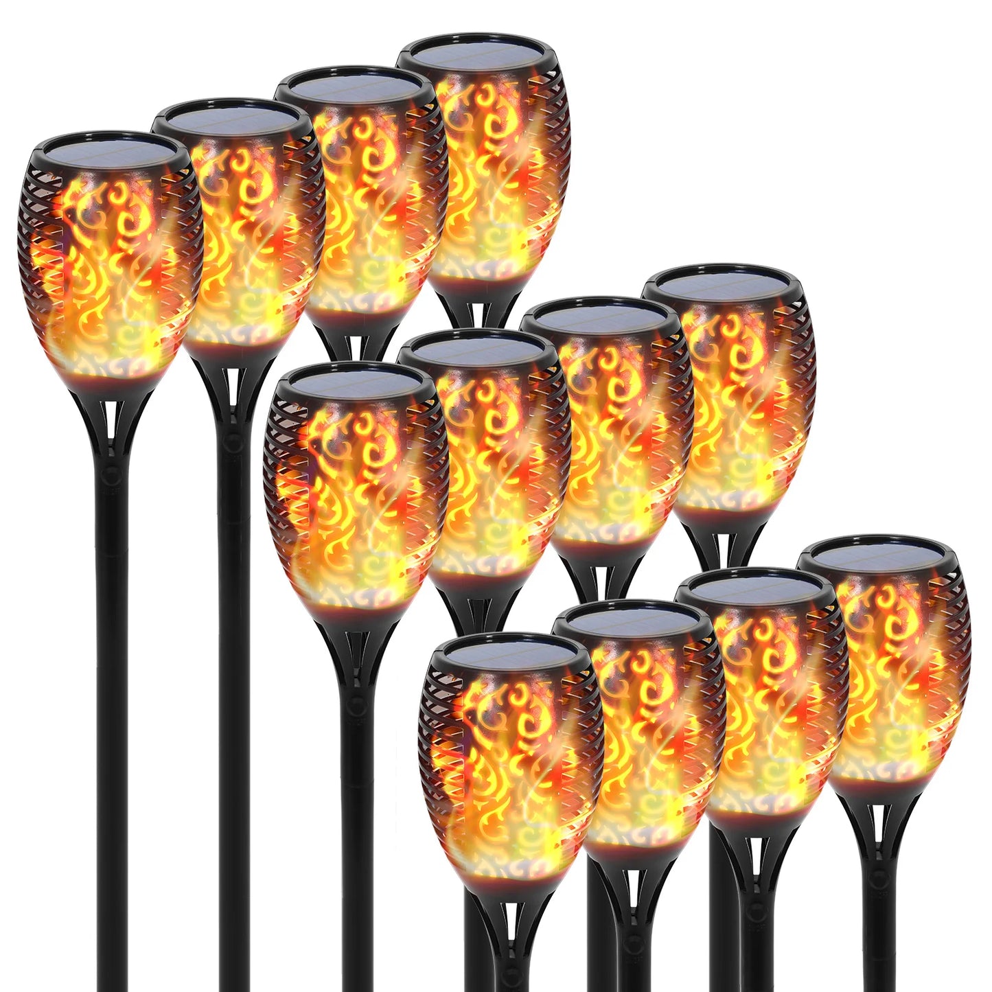 Solar Flame Torch Lights | 43" | 96 LED | Flickering | Waterproof | 4–16 Pack | StriveRiseFit