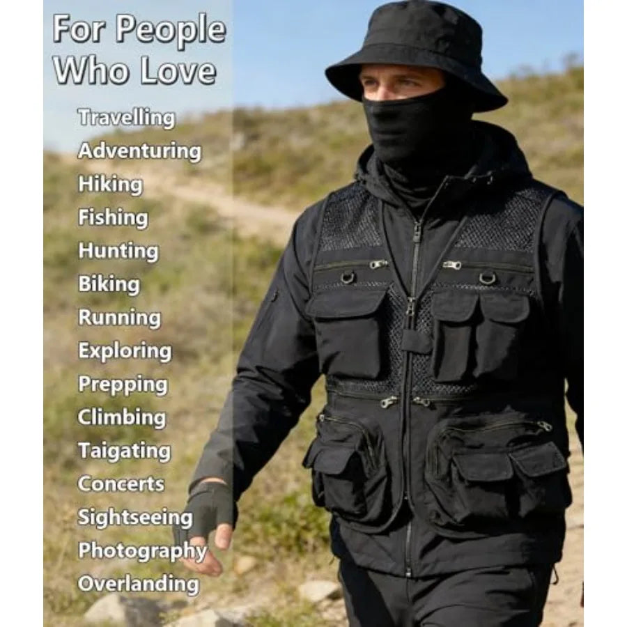 Men's Fishing Vest Multi-Pocket Lightweight Cargo Vest for Hiking Safari Travel | StriveRiseFit