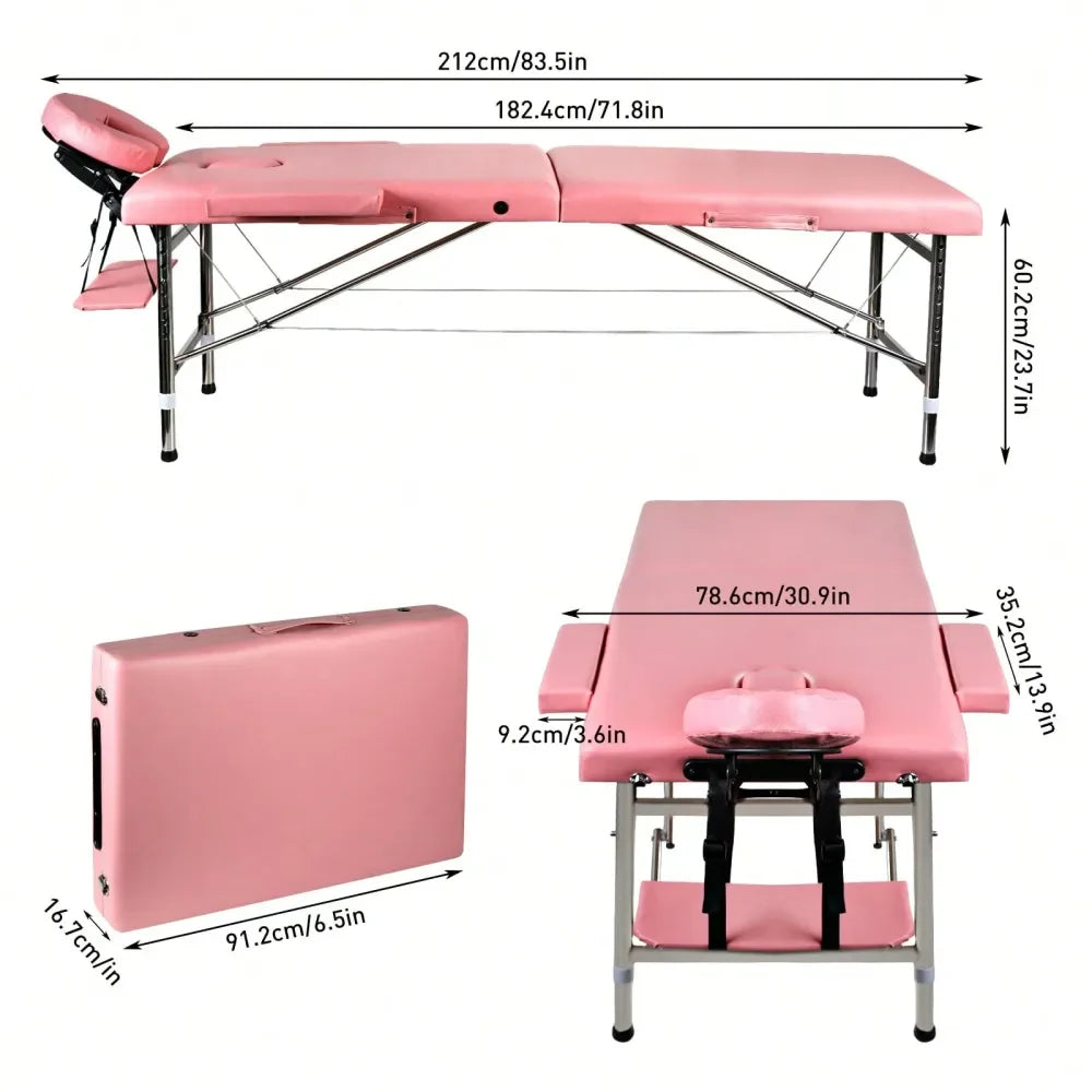 Portable Aluminum Massage Bed | 24" Width, Height Adjustable, Facial, Salon, Tattoo & Lash