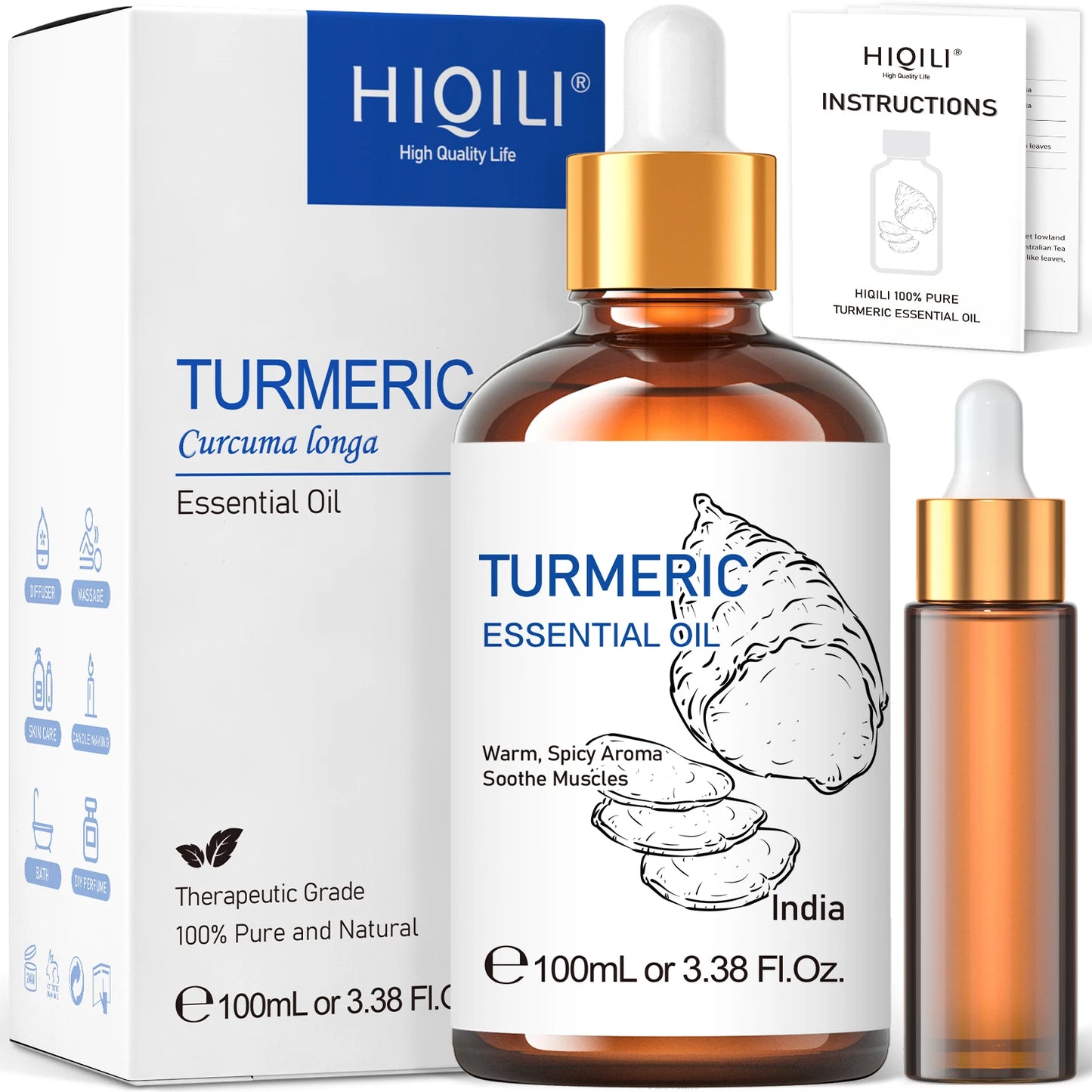 HIQILI Pure Essential Oils | 100ml Steam-Distilled, 11 Scents for Diffuser, Aromatherapy & Wellness