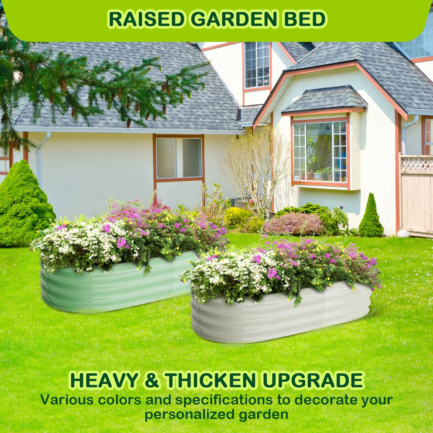 2-Pack Oval Raised Garden Bed — 4.5×2×1 ft Galvanized Steel | StriveRiseFit